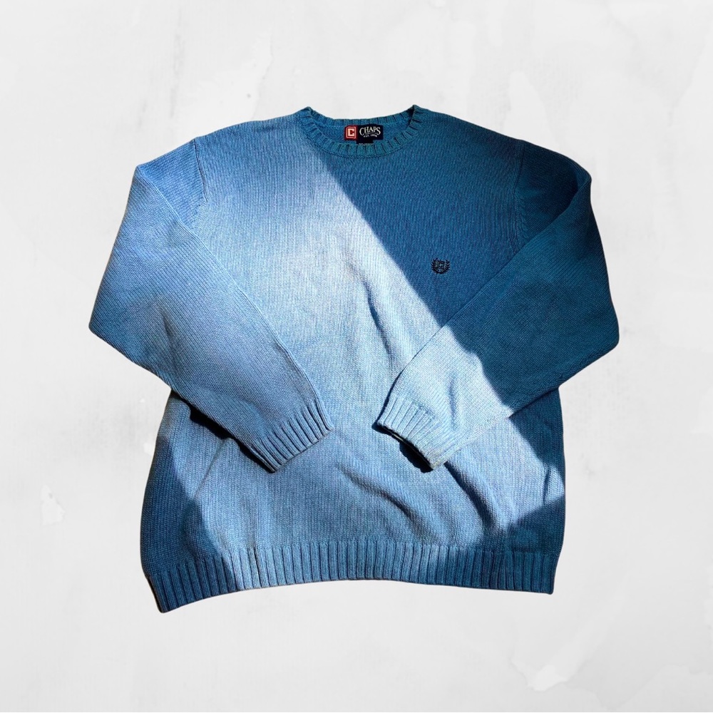 Chaps Blue Sweater - 100% Cotton - Large